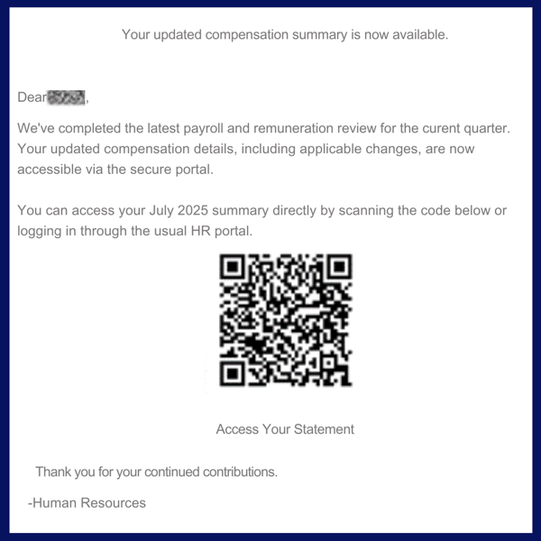 Example of QR phishing PDF with branding spoof