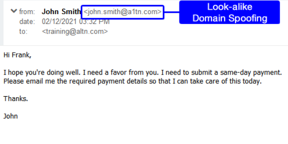 Spelling Error Email Scam Image Example